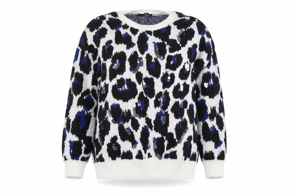 George Womens White Geometric Knit Pullover Jumper Size L  - sequins