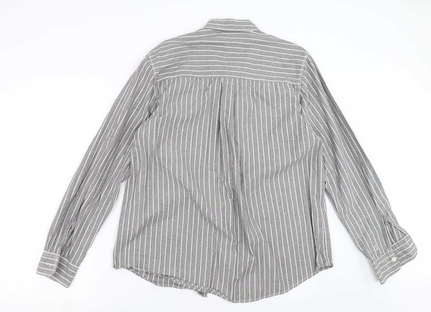 CCS Mens Grey Striped   Button-Up Size L