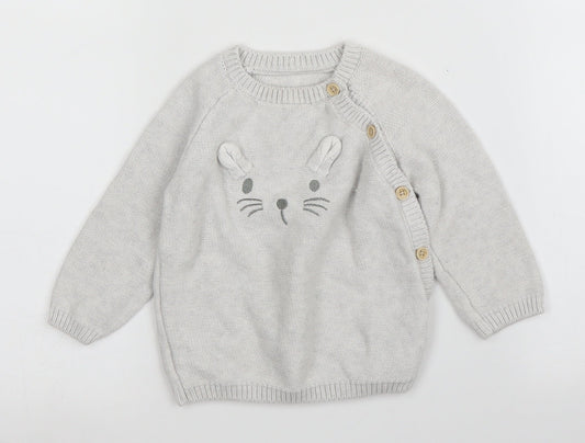 George Girls Grey   Pullover Jumper Size 6-9 Months