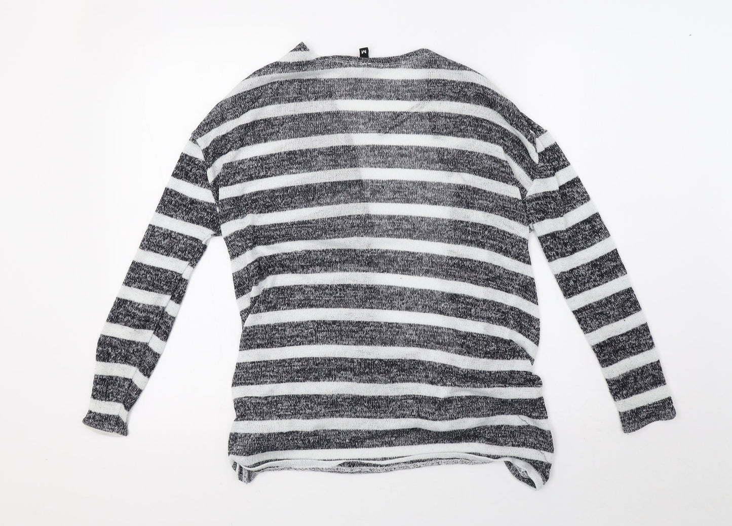 H&M Womens White Striped Knit Cardigan Jumper Size M