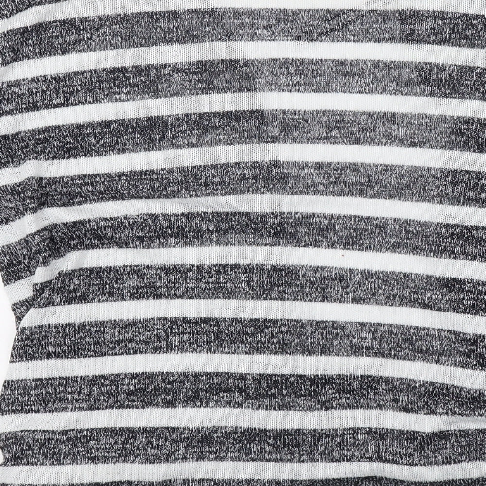 H&M Womens White Striped Knit Cardigan Jumper Size M