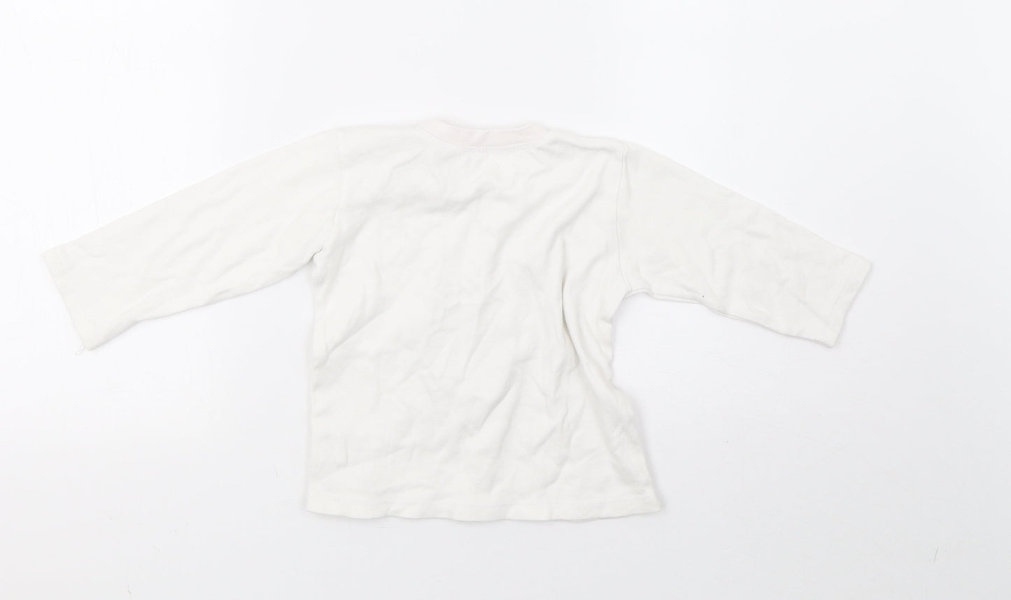 Preworn Girls White   Pullover T-Shirt Size 18-24 Months