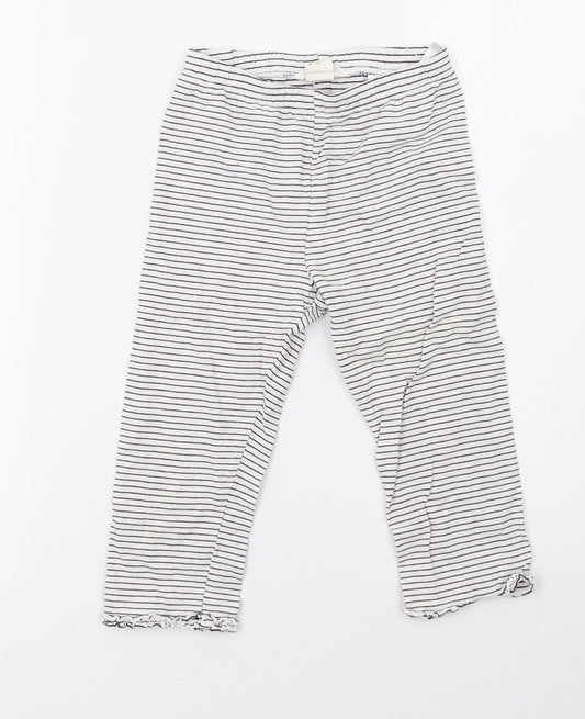 saisnburys Girls White Striped   Pyjama Pants Size 7-8 Years