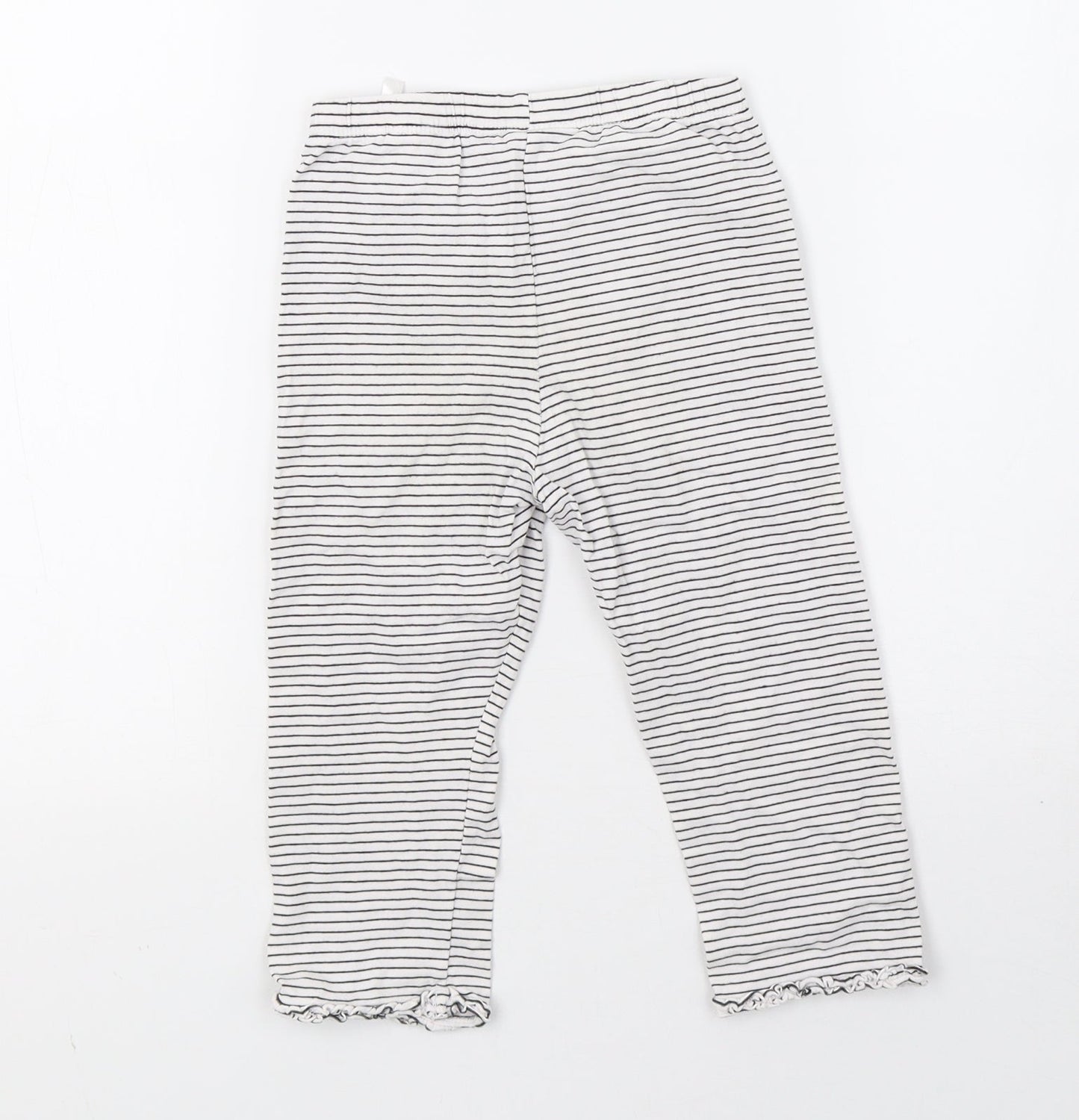 saisnburys Girls White Striped   Pyjama Pants Size 7-8 Years
