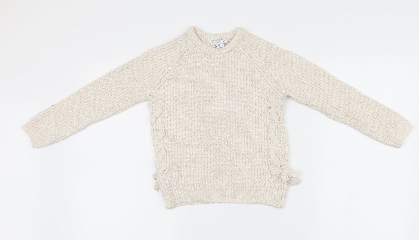 Primark Girls Ivory   Pullover Jumper Size 7-8 Years