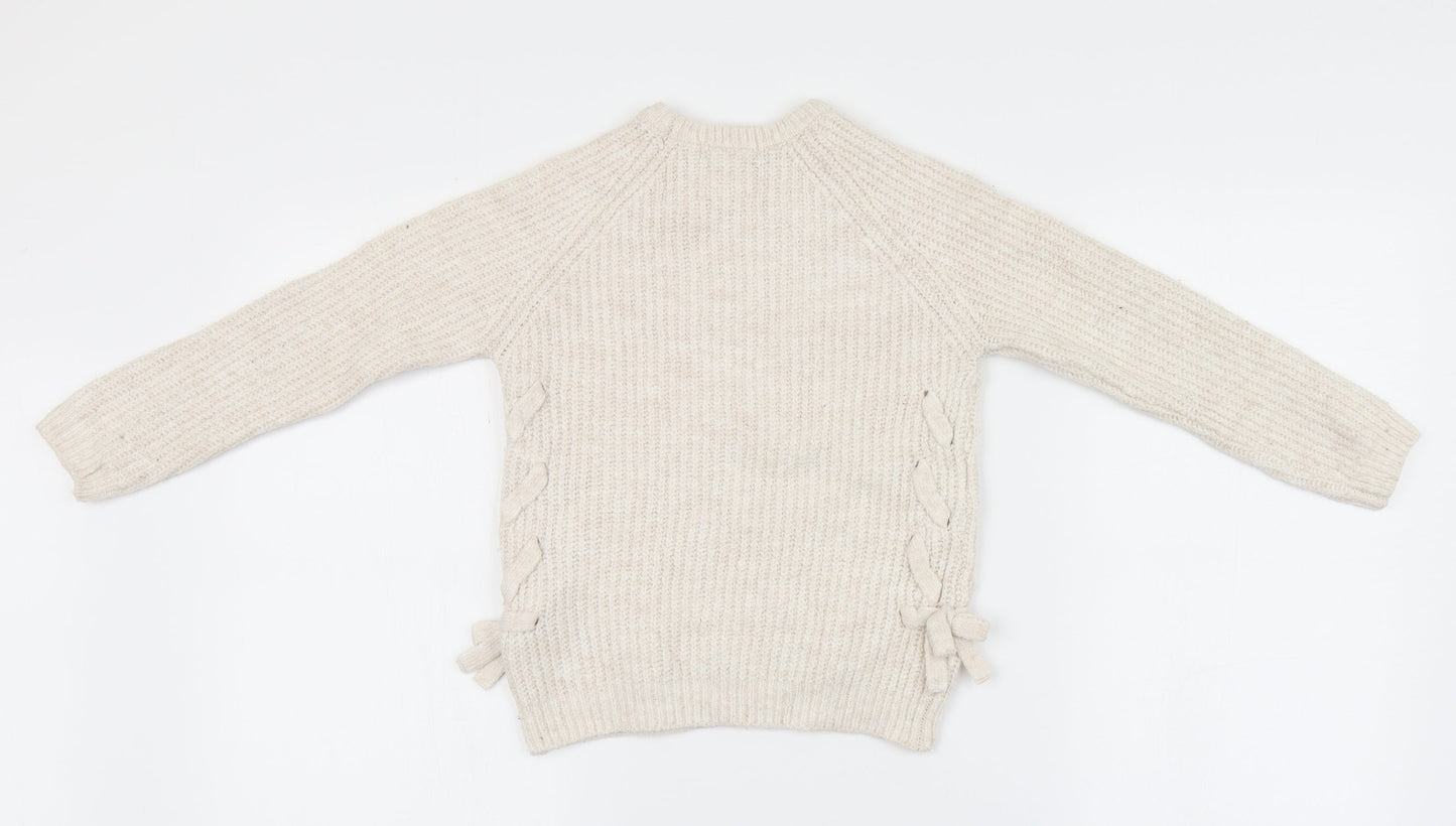 Primark Girls Ivory   Pullover Jumper Size 7-8 Years