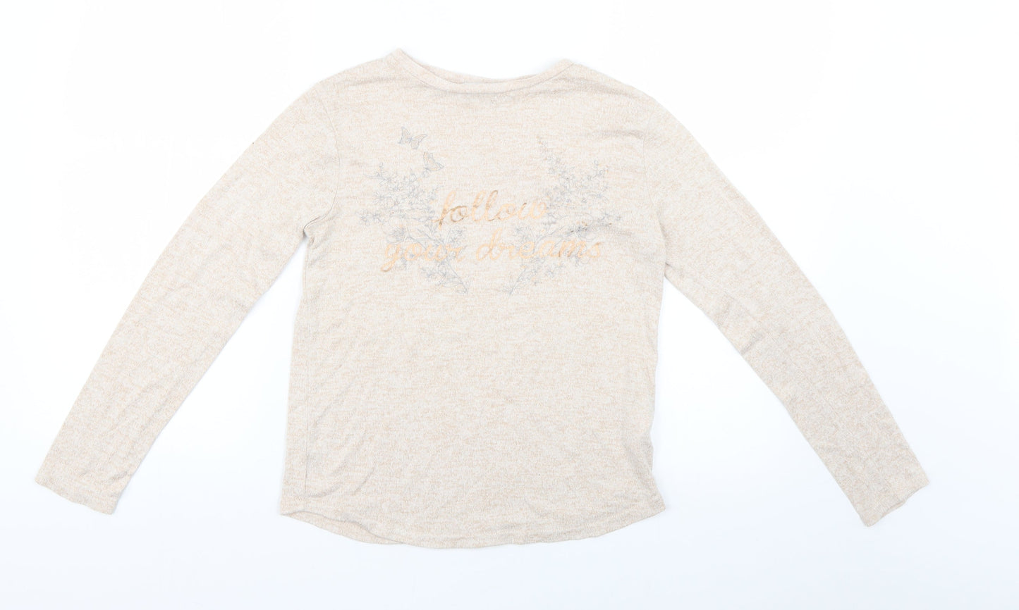 Primark Girls Beige Geometric  Basic T-Shirt Size 10-11 Years