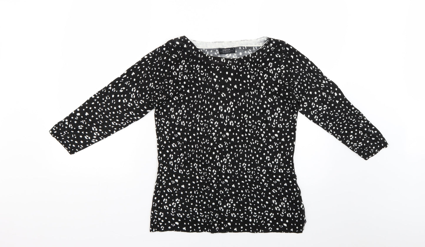 Papaya Womens Black Polka Dot  Pullover Jumper Size 8
