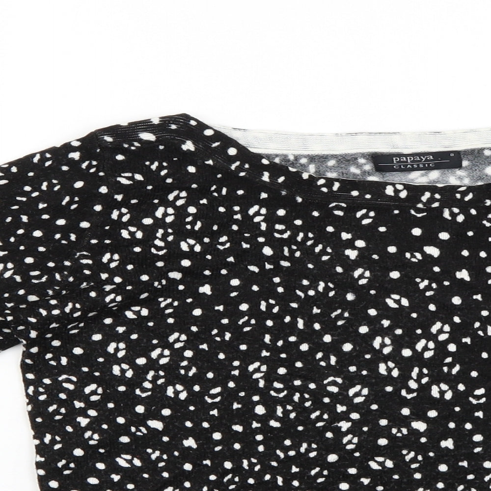 Papaya Womens Black Polka Dot  Pullover Jumper Size 8