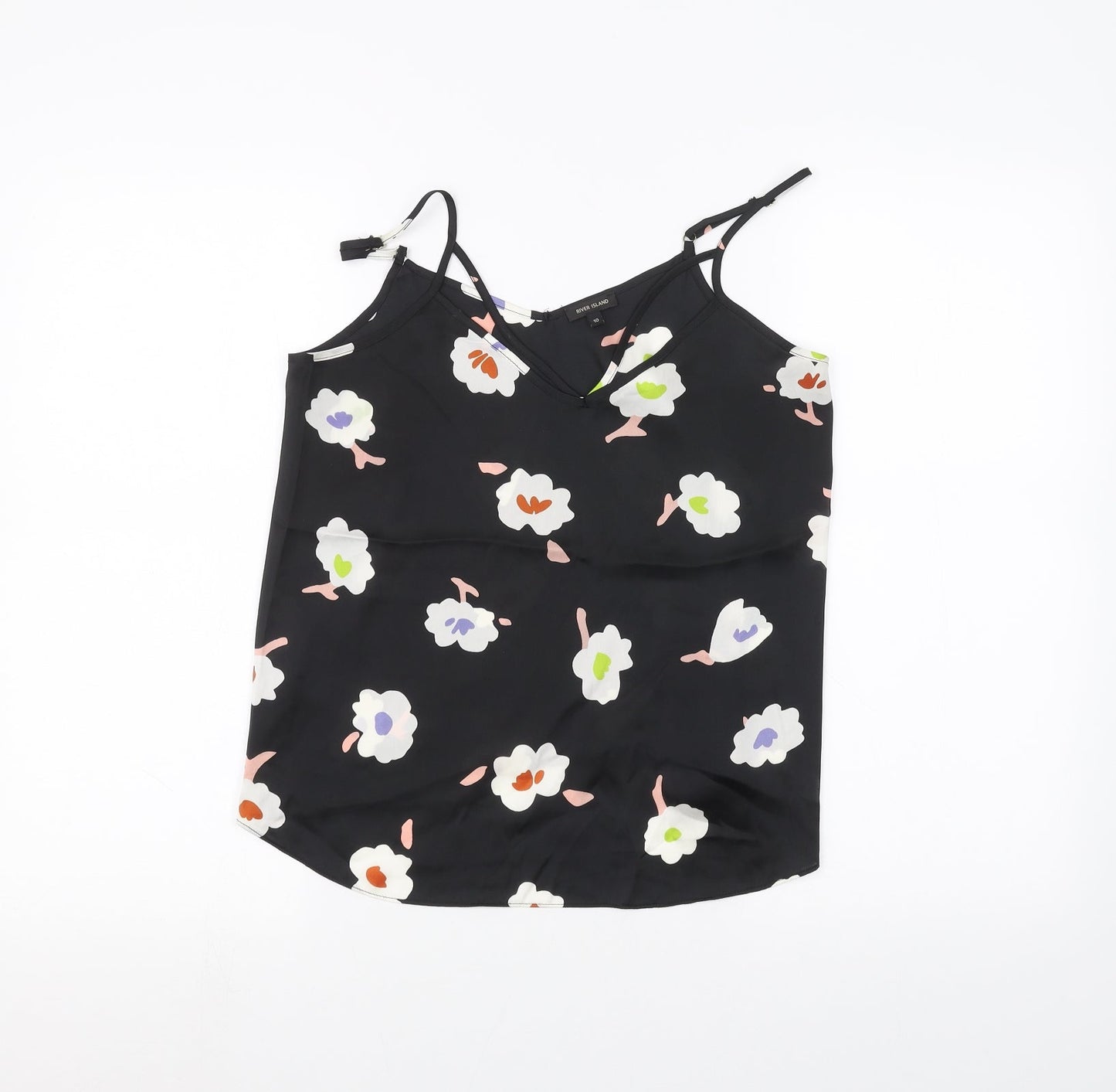 River Island Womens Black Floral  Basic Blouse Size 10