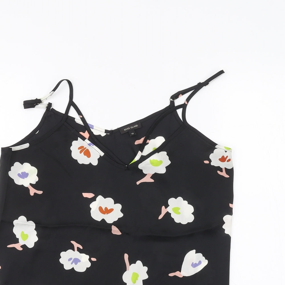 River Island Womens Black Floral  Basic Blouse Size 10