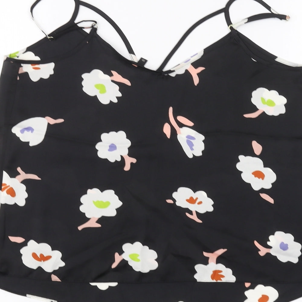 River Island Womens Black Floral  Basic Blouse Size 10