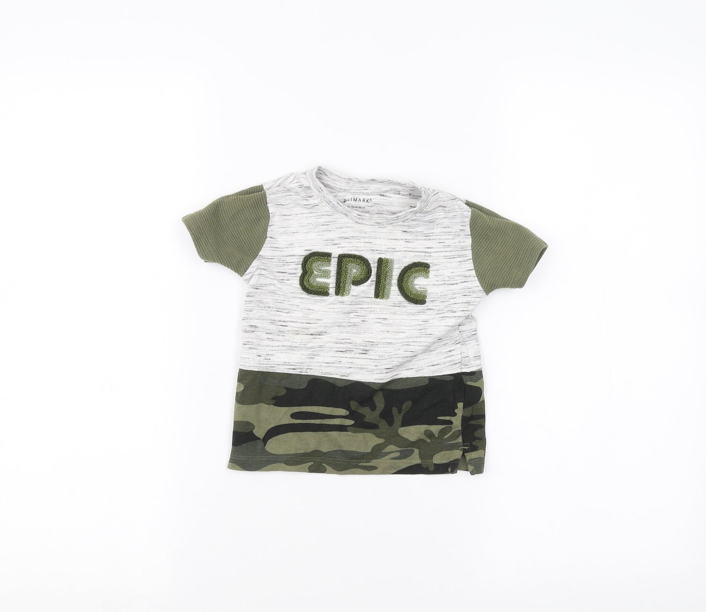 Primark Baby Green Camouflage  Basic T-Shirt Size 12-18 Months