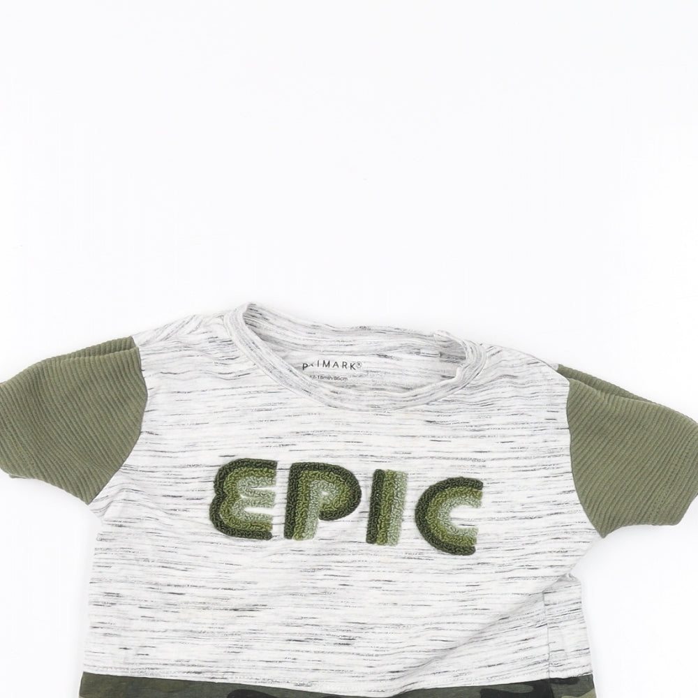 Primark Baby Green Camouflage  Basic T-Shirt Size 12-18 Months