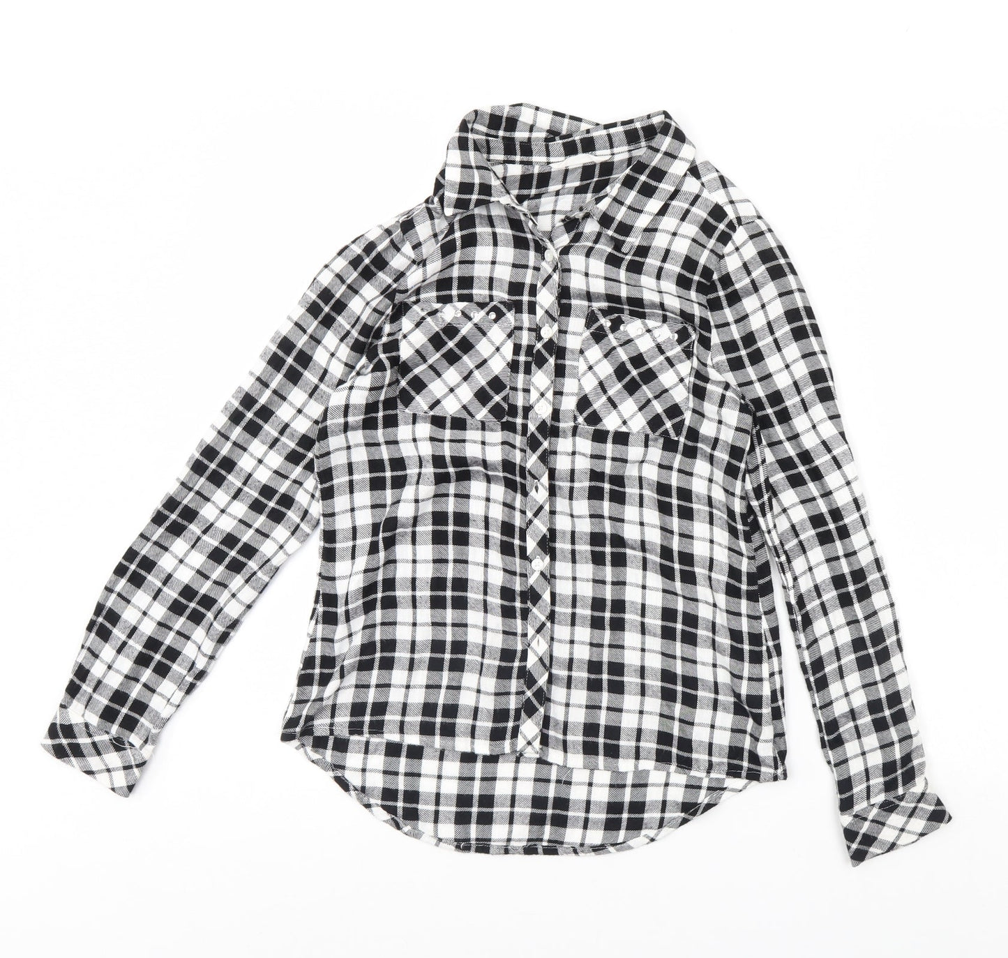 Candy Couture Girls Black Check  Basic Button-Up Size 11-12 Years