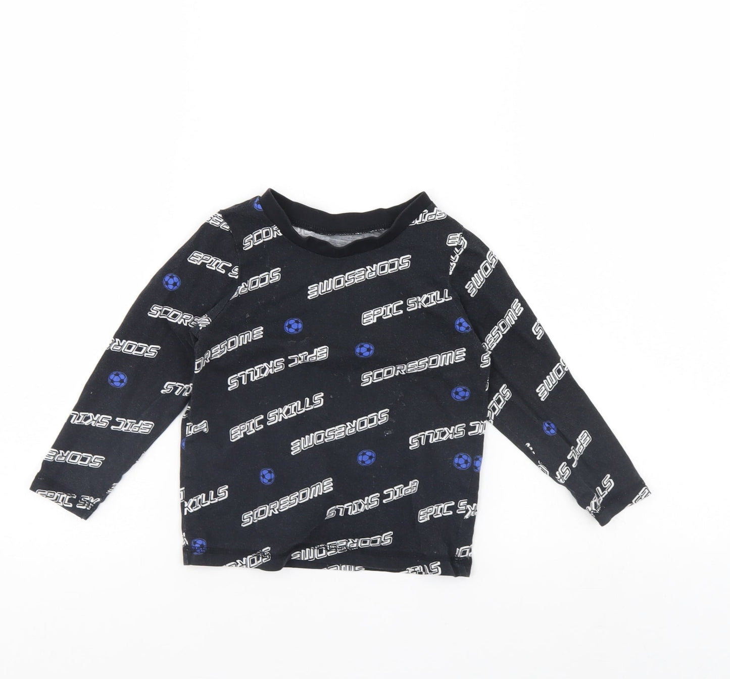 George Boys Black Striped   Pyjama Top Size 2 Years  - Football