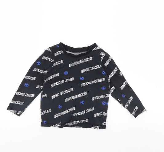 George Boys Black Striped   Pyjama Top Size 2 Years  - Football