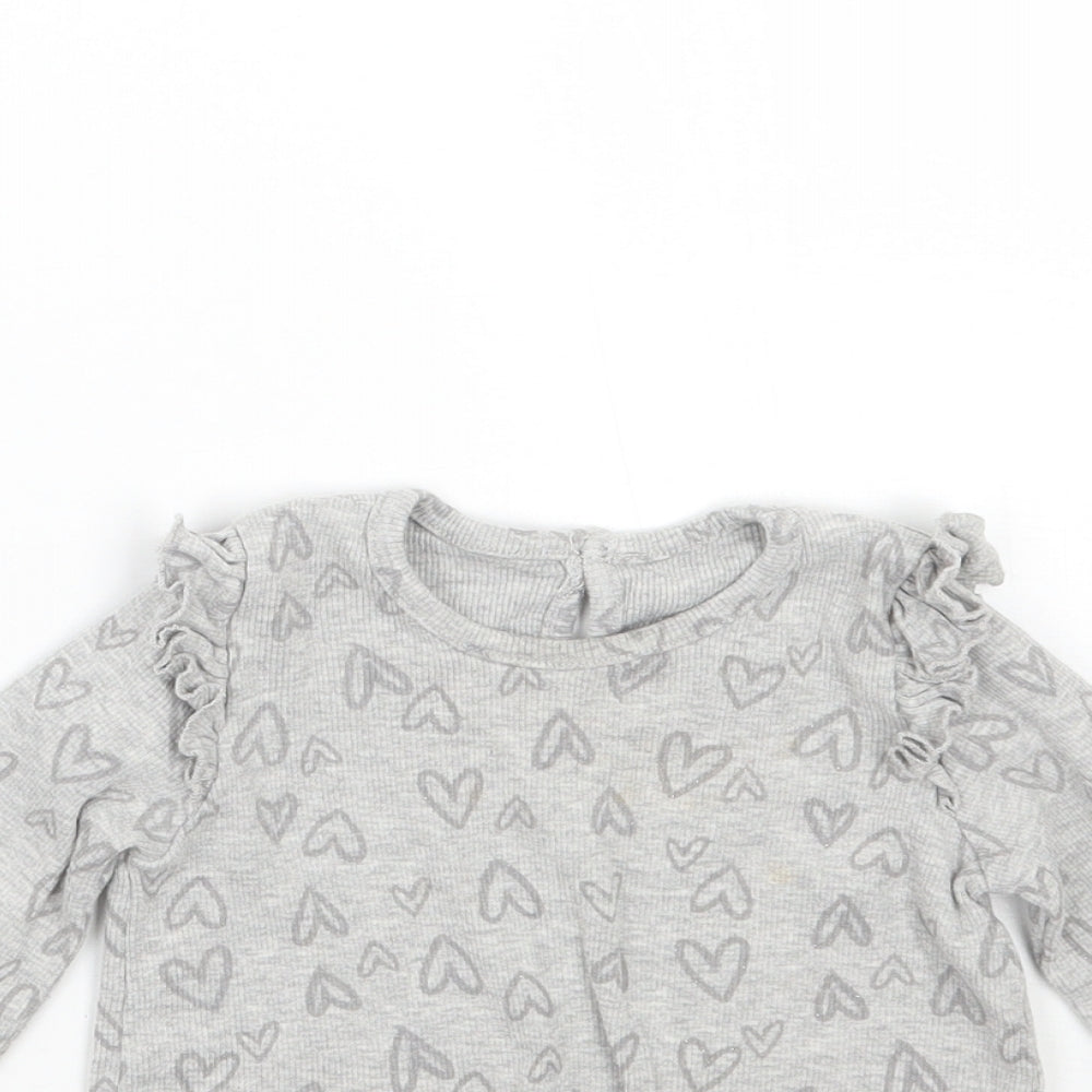 George Girls Grey Geometric  Basic T-Shirt Size 18-24 Months