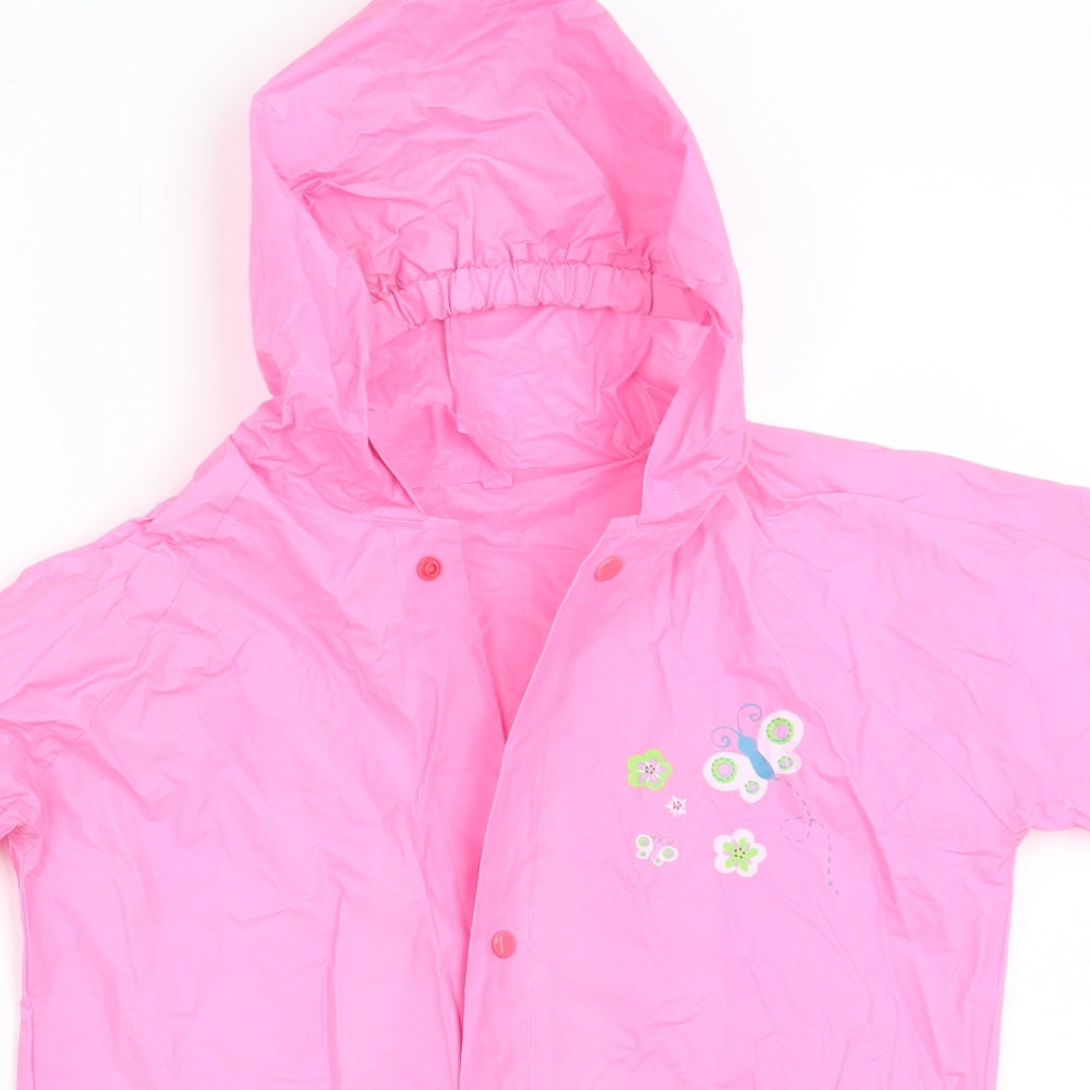 Preworn Girls Pink Floral  Jacket Coat Size M
