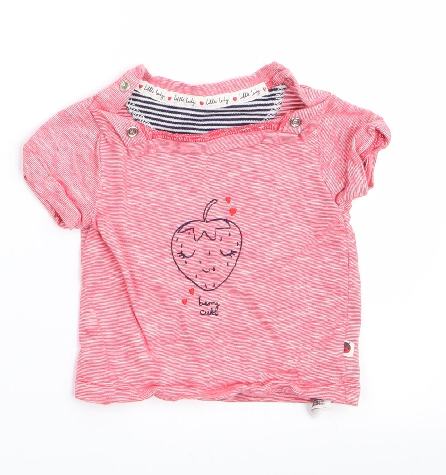 Mothercare Girls Red   Basic T-Shirt Size 0-3 Months  - Strawberry Logo