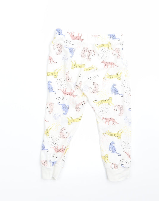 Florence and Fred Girls White Animal Print   Pyjama Pants Size 2-3 Years  - Big Cat print - elastic waist