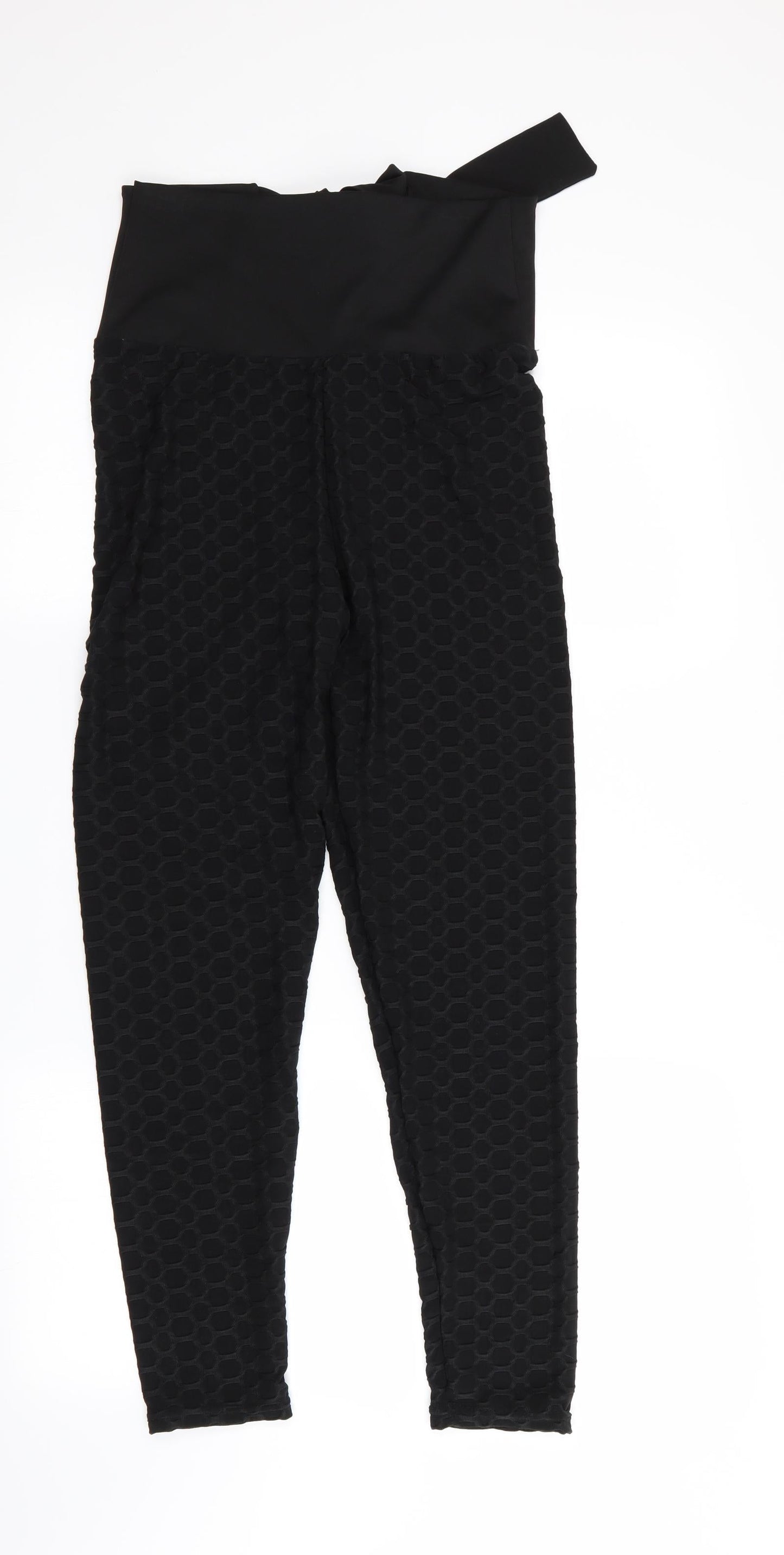 Preworn Womens Black Geometric  Jegging Leggings Size L L25 in - Tie back with Elastication