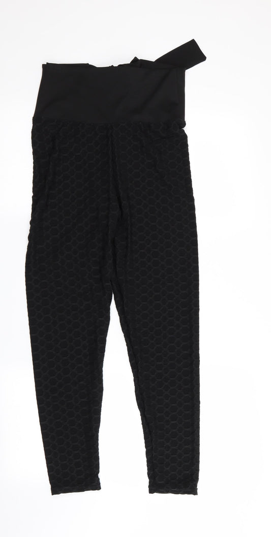 Preworn Womens Black Geometric  Jegging Leggings Size L L25 in - Tie back with Elastication