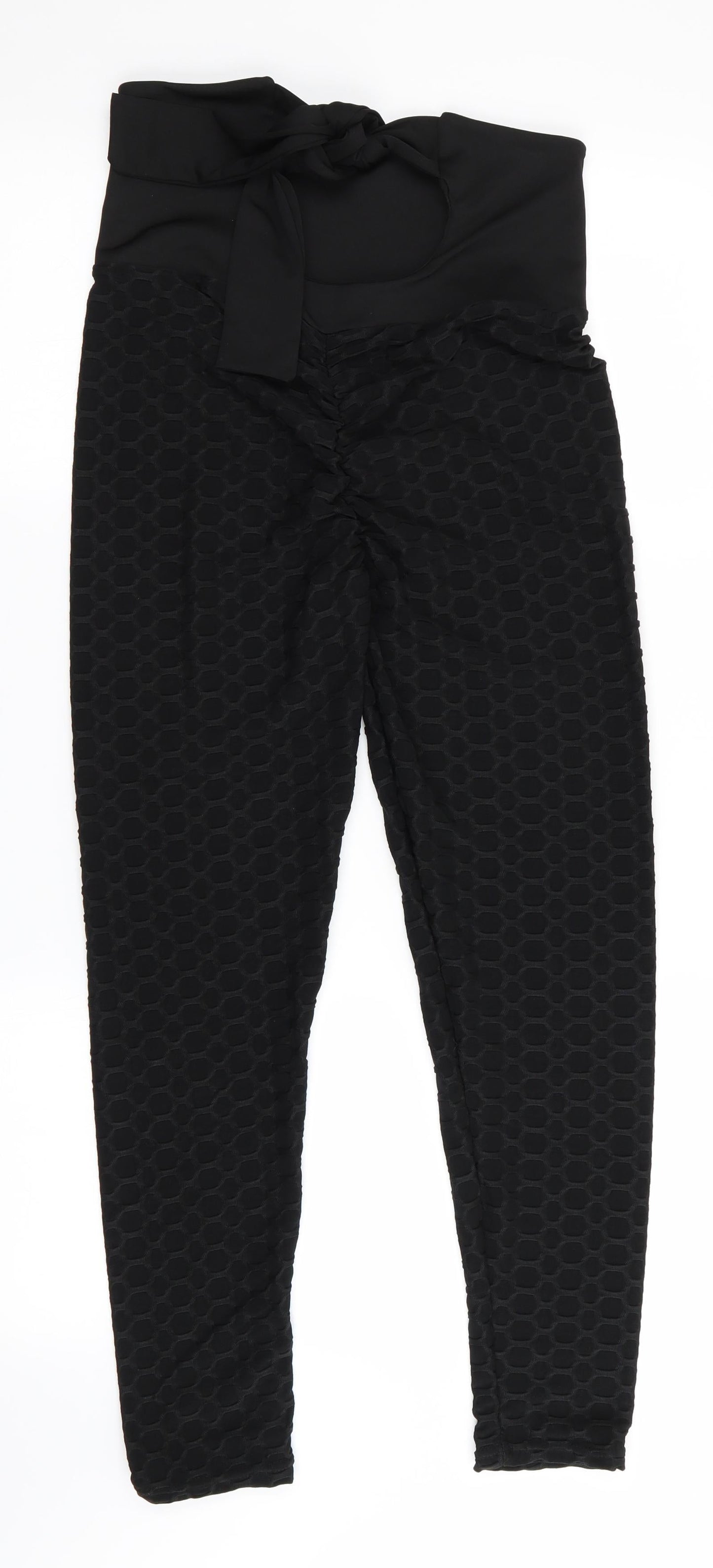 Preworn Womens Black Geometric  Jegging Leggings Size L L25 in - Tie back with Elastication