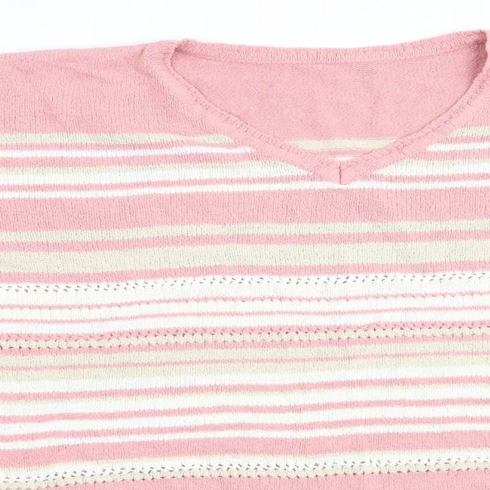 Preworn Womens Pink Striped  Pullover Jumper