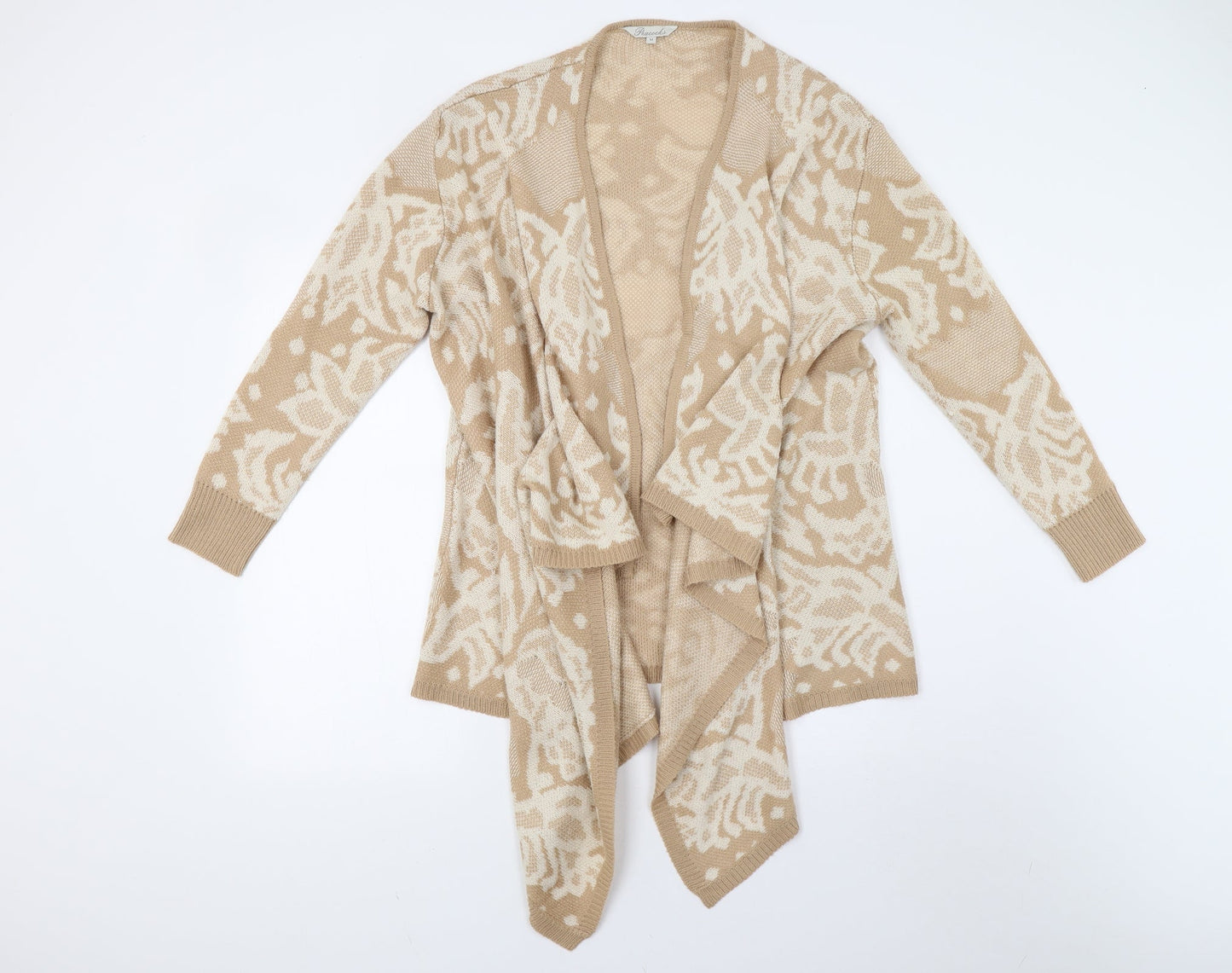 Peacocks Womens Beige Geometric Knit Cardigan Jumper Size M