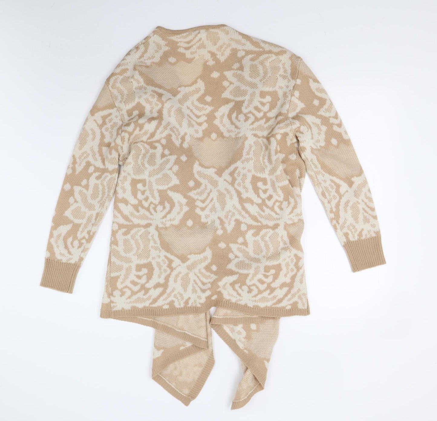 Peacocks Womens Beige Geometric Knit Cardigan Jumper Size M