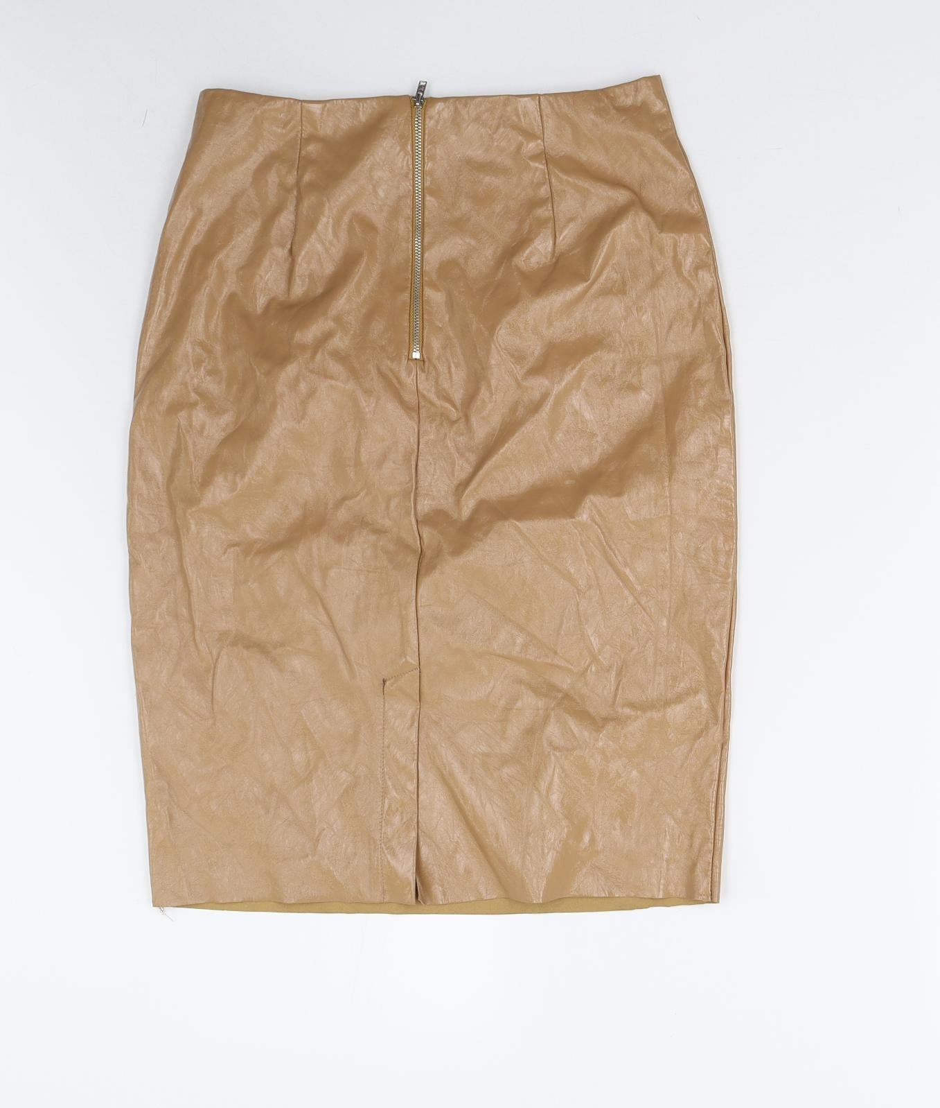 Topshop Womens Beige   Straight & Pencil Skirt Size 10