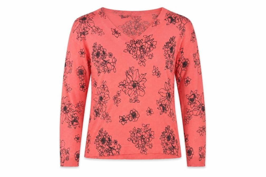 M&S Womens Pink Floral Knit Pullover Jumper Size S