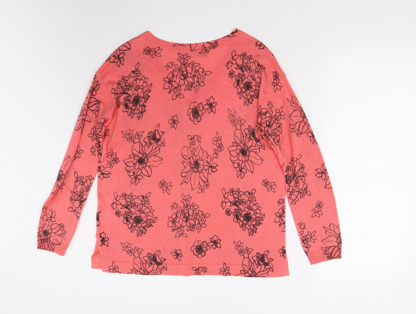M&S Womens Pink Floral Knit Pullover Jumper Size S
