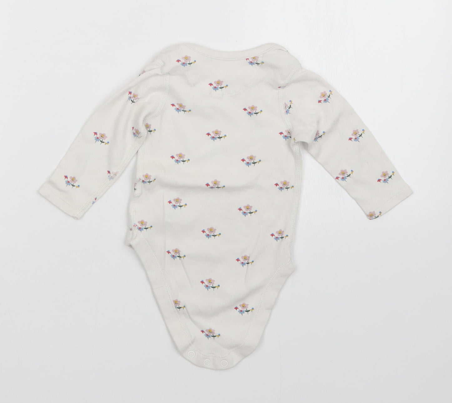 M&S Girls White Floral  Babygrow One-Piece Size 9-12 Months