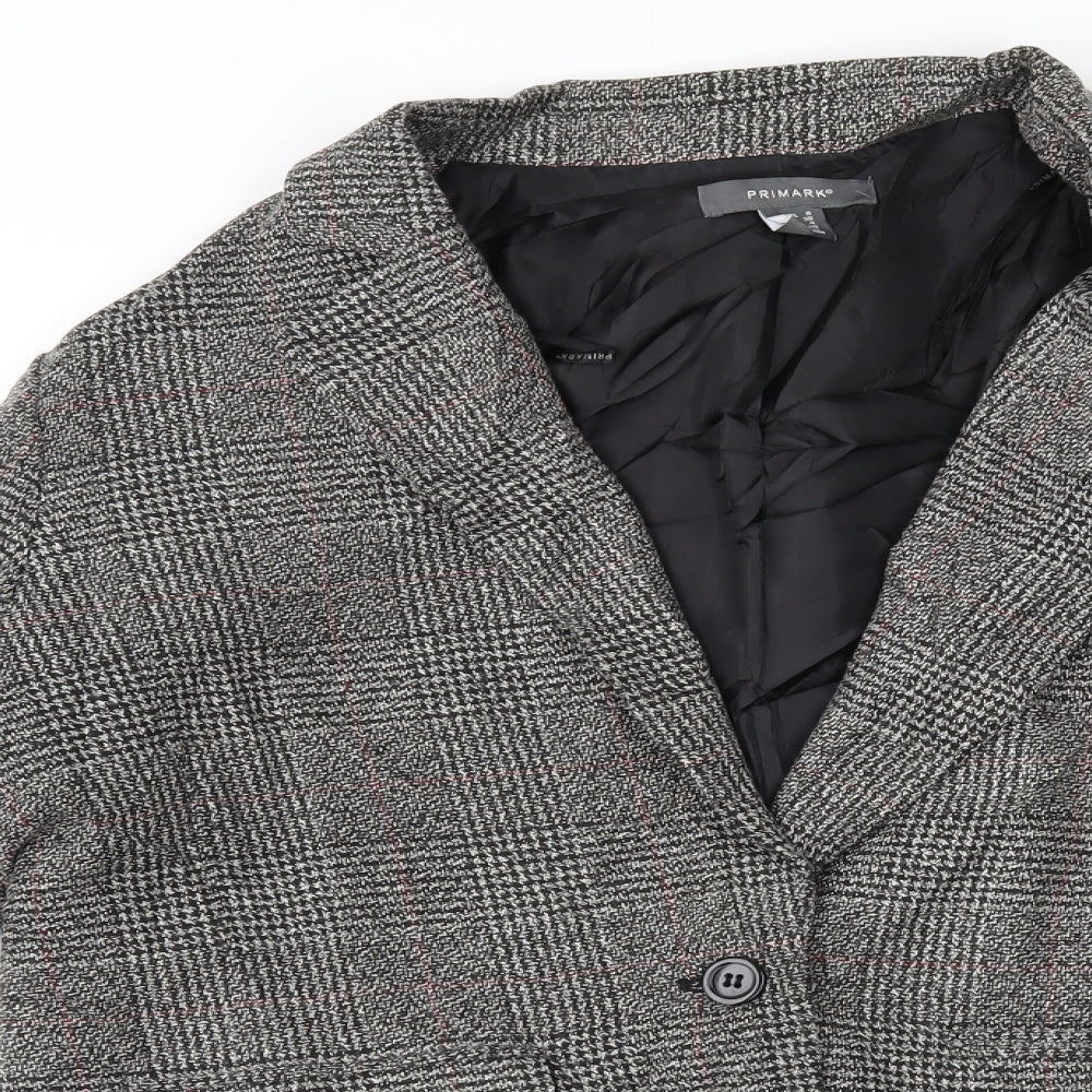 Primark Womens Grey Plaid  Jacket Blazer Size 8