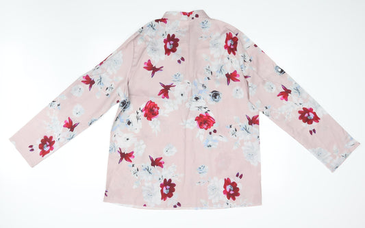 Preworn Womens Pink Floral  Basic Blouse Size 4XL