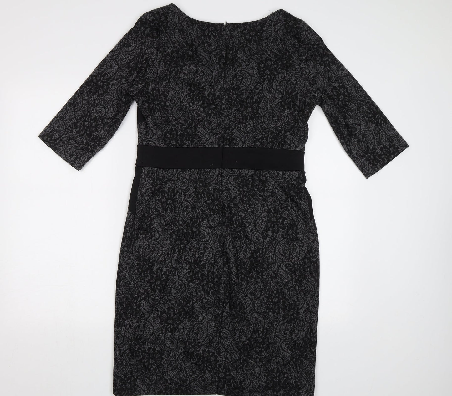 Sandra Darren Womens Black Floral  Bodycon  Size 10