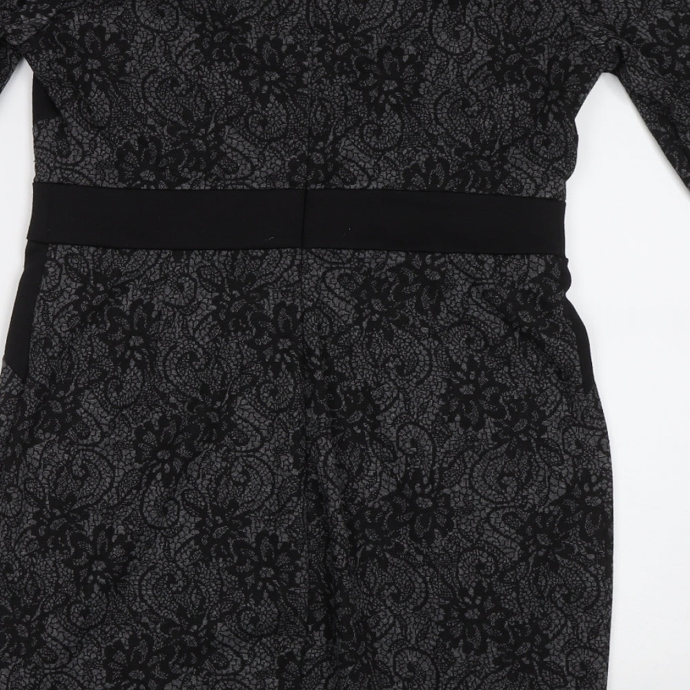 Sandra Darren Womens Black Floral  Bodycon  Size 10