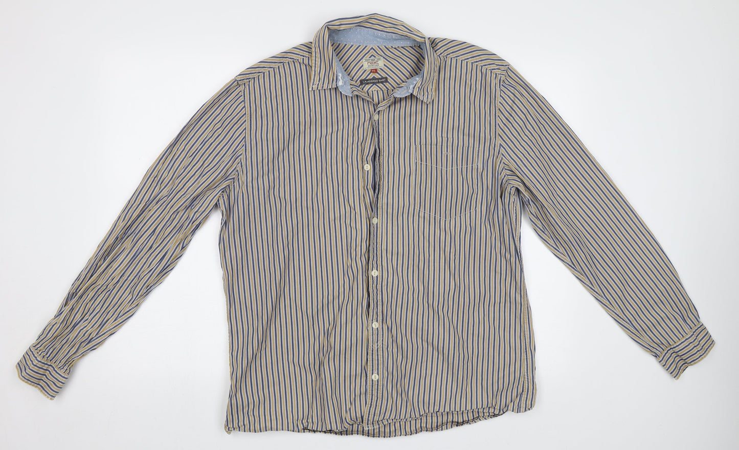 NEXT Mens Yellow Striped   Button-Up Size XL