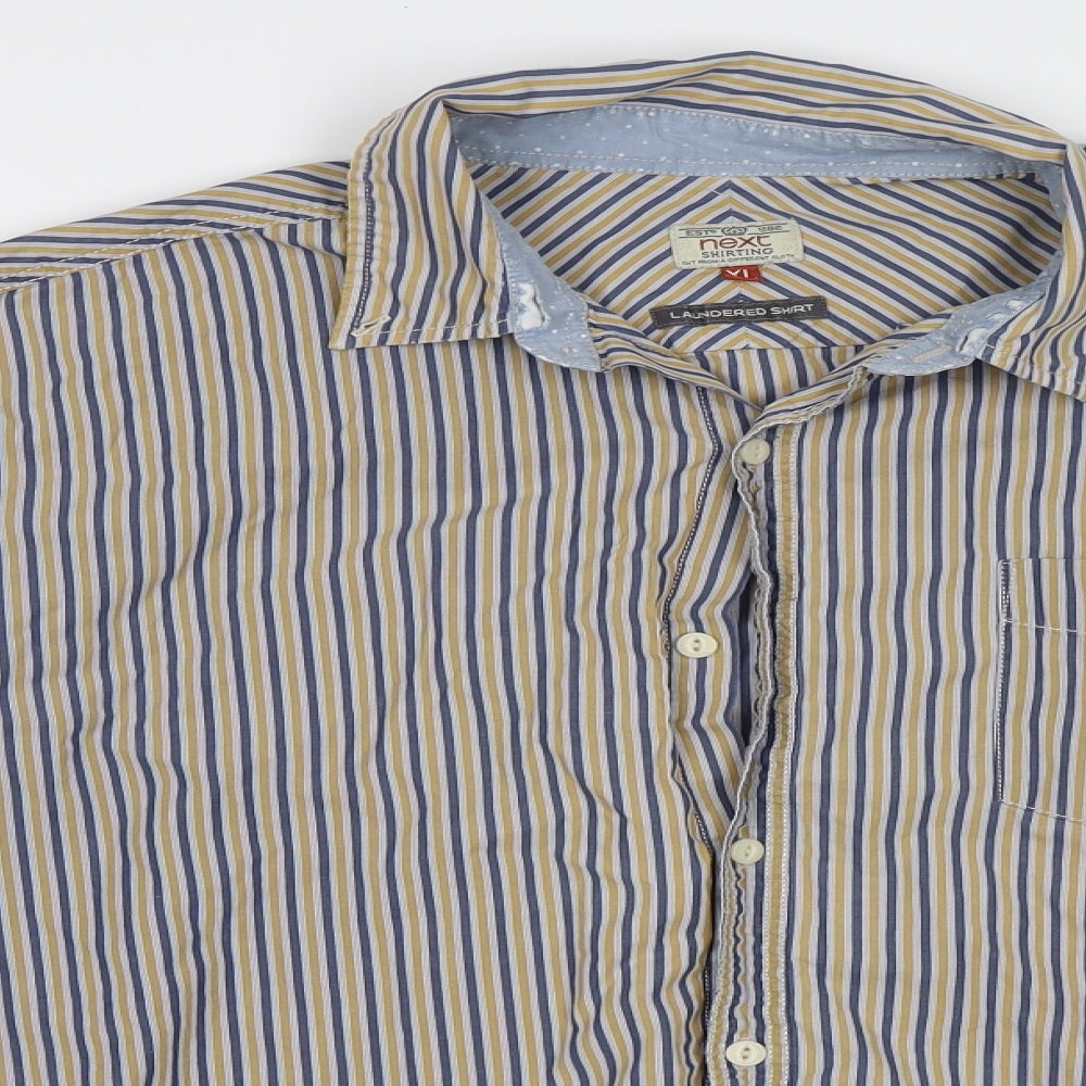 NEXT Mens Yellow Striped   Button-Up Size XL