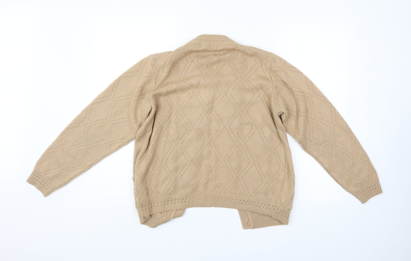 Beaumonde Womens Beige Argyle/Diamond  Cardigan Jumper Size 16