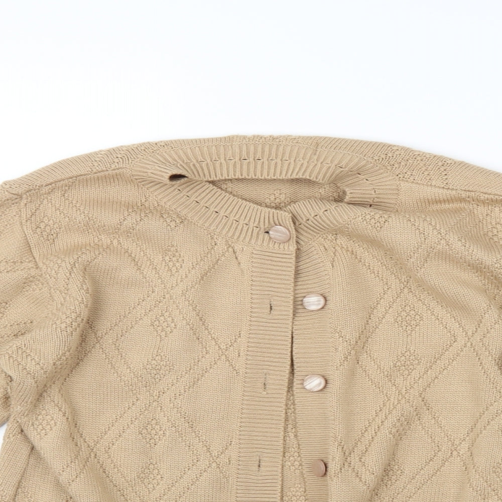 Beaumonde Womens Beige Argyle/Diamond  Cardigan Jumper Size 16