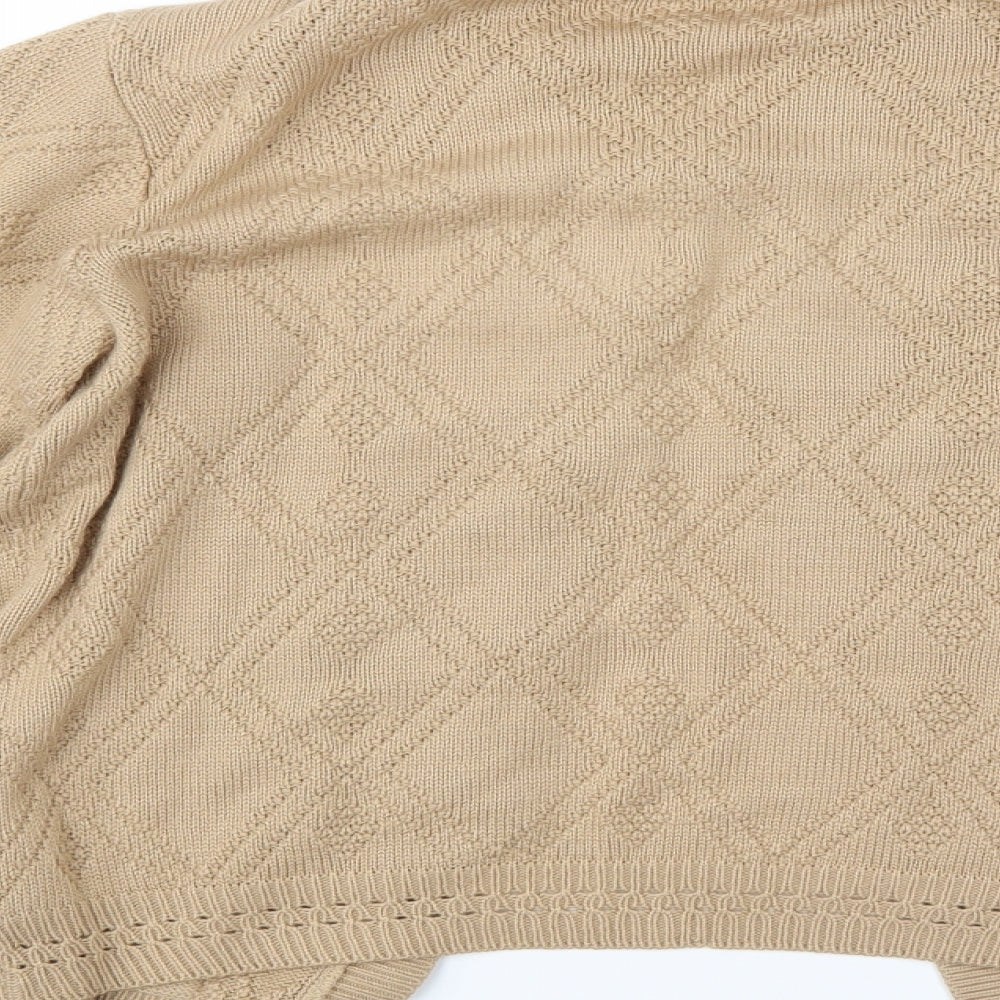 Beaumonde Womens Beige Argyle/Diamond  Cardigan Jumper Size 16