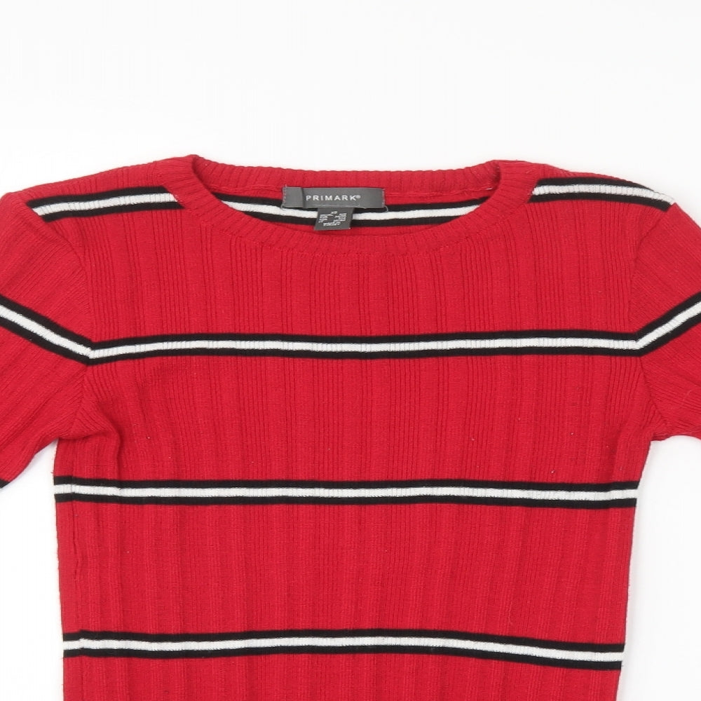 Primark Womens Red Striped  Pullover Jumper Size 6