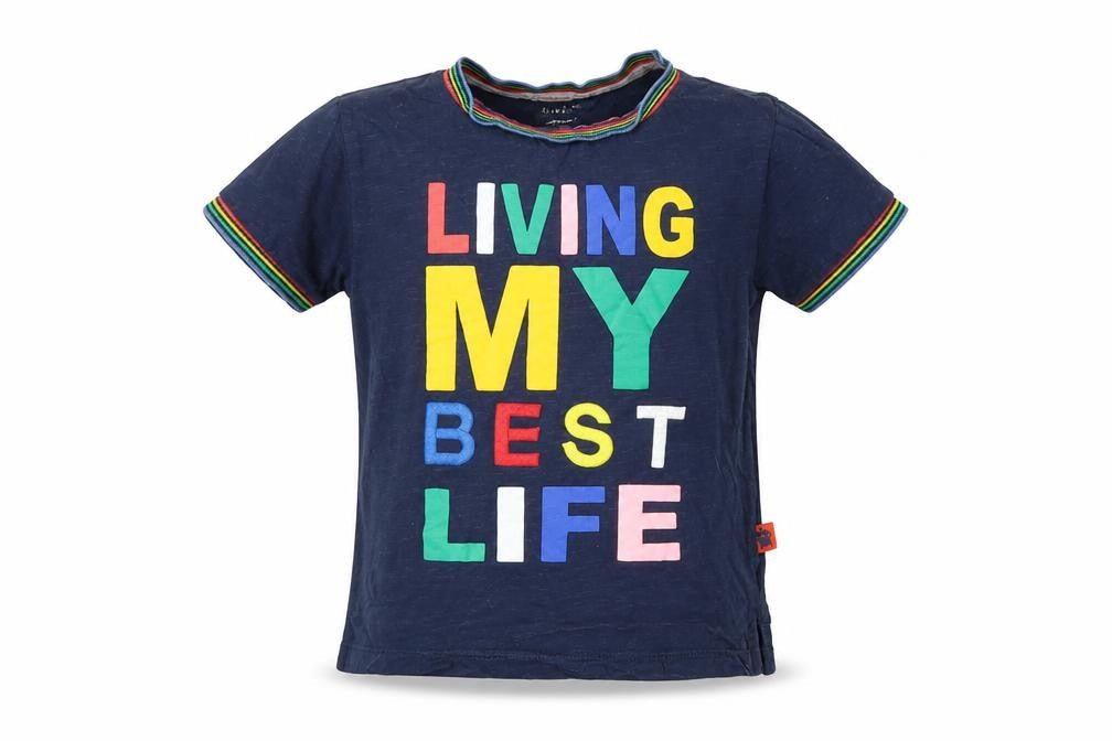 Front view of Primark Baby Blue Basic T-Shirt, size 18-24, Months - Living my best life
