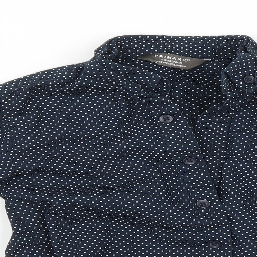 Primark Boys Blue Polka Dot   Button-Up Size 2-3 Years