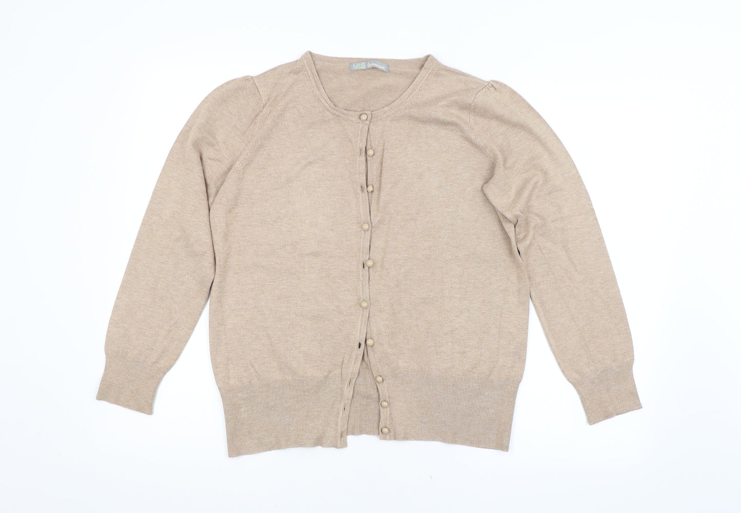 M&S Womens Brown   Cardigan Jumper