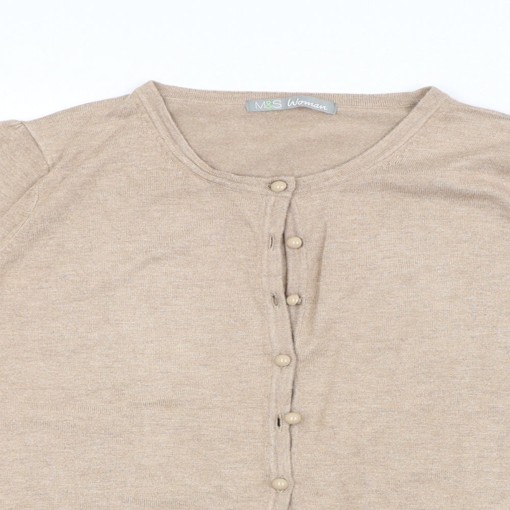 M&S Womens Brown   Cardigan Jumper