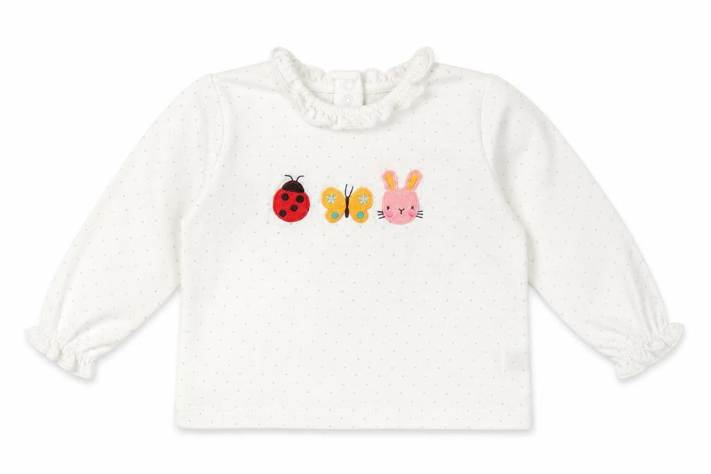Front view of Next girls’ white spotted basic blouse, size 3-6, months